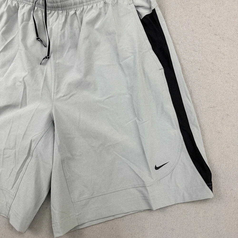 Vintage Nike Shorts Men 2XL Gray Solid Dri Fit Pocket Y2K Training Stretch XXL *